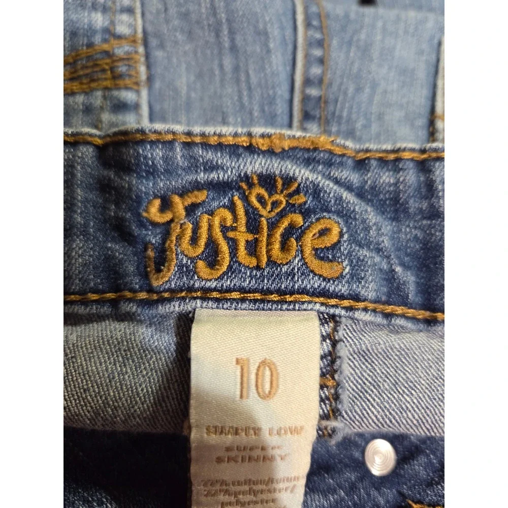 Justice Girls Size 10 Super‎ Skinny Jeans Blue Floral Paisley Print